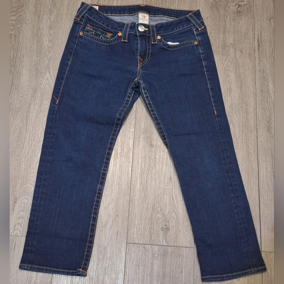 True Religion Jeans size 30 Waist 24 Leg  Stretch 3/4 Jeans - Picture 2 of 9